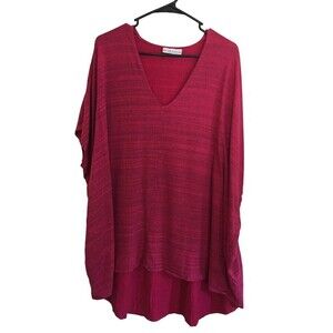 Bryn Walker Top Women's Size Medium Hot Pink Oversized Tunic Cap Sleeve